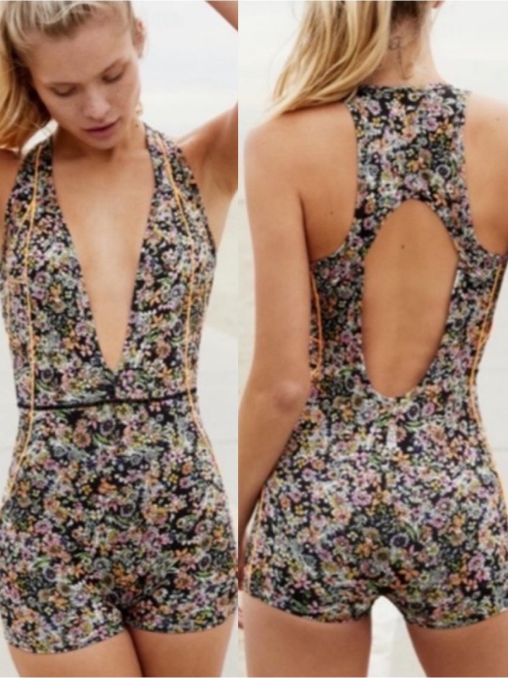 Free People Movement Eden Performance Onesie Ditsy Floral Print Romper